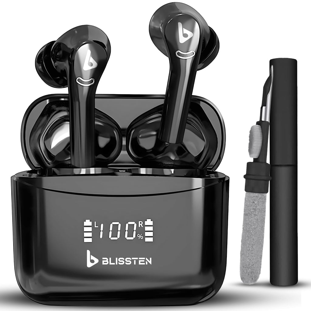 Wireless Earbuds Bluetooth Earbuds with Cleaning Pen Tool Touch Control Wireless Charging Case IPX6 Waterproof Earphones In-Ear Active Noise Cancelling Built-in Mic Black Earbuds Calls & Gaming